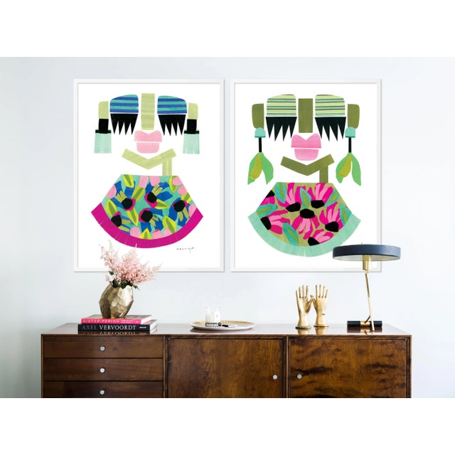 DESCRIPTION: Clara & Amara Diptych by Melvin G in White Frame, Medium Art Print SPECIFICATIONS: Type: Framed Paper....