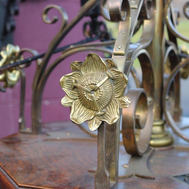 Antique Gothic Hardstone, Brass, Oak & Wrought Iron Baptismal With Boom 19thC For Sale - Image 13 of 17