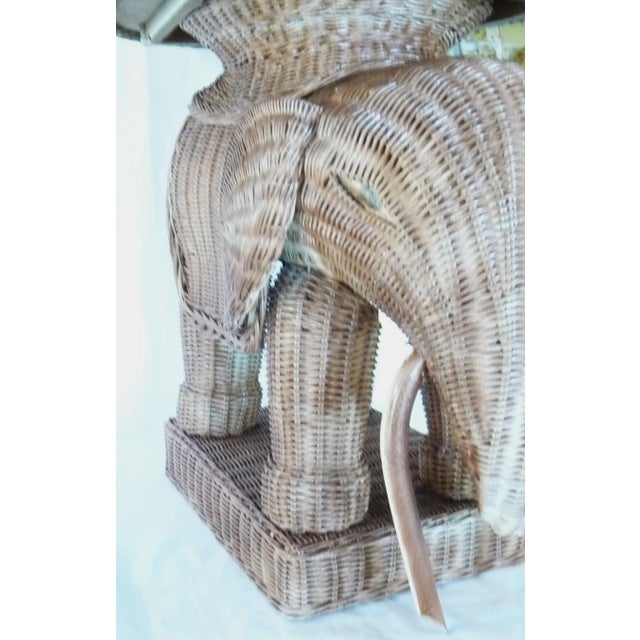 1970s 1970s Vintage Wicker Elephant Table With Removable Tray Top For Sale - Image 5 of 11