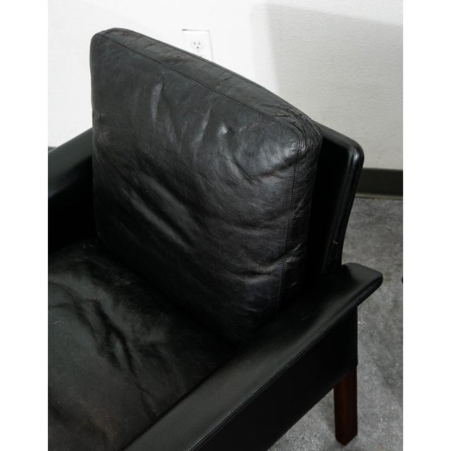 Black Mid Century Danish Modern Lounge Chair Set Leather Attributed to Hans Olsen Black Cs Glostrup For Sale - Image 8 of 12