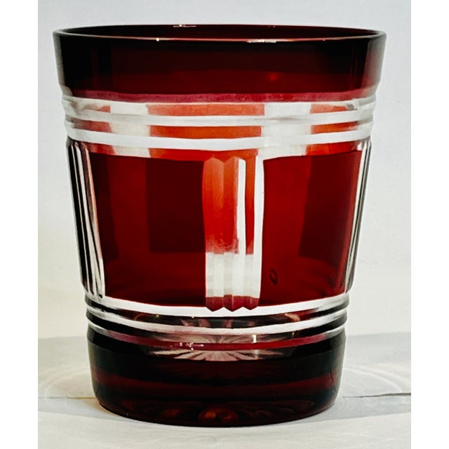 Festive Sur La Table Cranberry Handcut Glass Glassware Tumblers - Set of 4 For Sale In Washington DC - Image 6 of 7