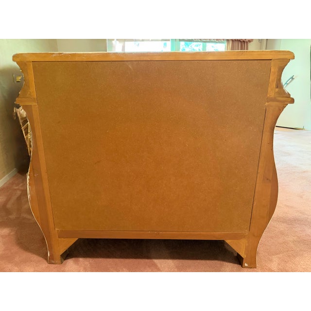 Vintage French Provincial Bombe Dresser in Antiqued Ivory Finish For Sale - Image 10 of 11