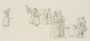 M. Neher, Market Scene, 1830, Pencil