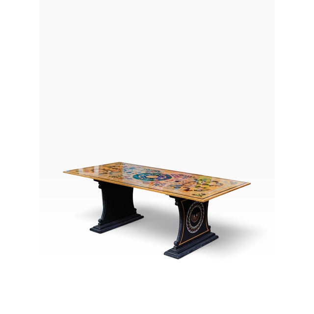 Italian Baroque Scagliola-Style Painted Marble Top Dining or Refectory Table.