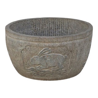 Vintage Chinese Carved Stone Planter For Sale