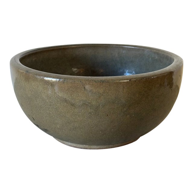 Antique Large Pottery Bowl in Stunning Glaze For Sale