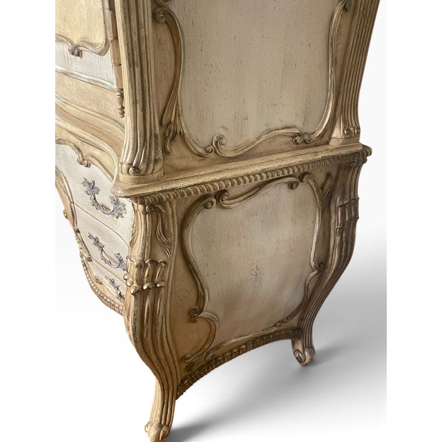 Early 21st Century Ferguson Copeland Louis XV Style Painted and Parcel-Gilt Bombé Armoire For Sale - Image 5 of 18