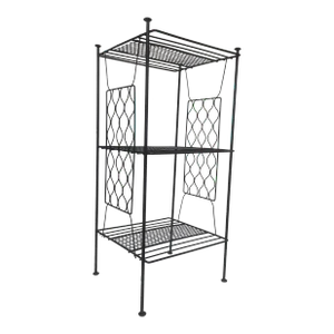 1960s Mid Century Modern Accent Table Mesh Metal Atomic 2 Shelf Stand