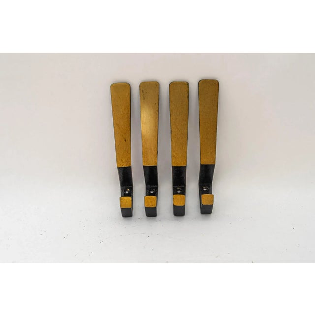 Mid-Century Modern Brass Wall Hooks, 1950s, Set of 4 For Sale - Image 3 of 6