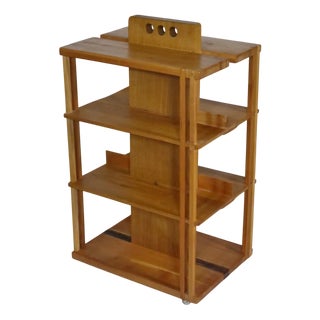 Cherry Wood Rolling Shelf, 1970s For Sale