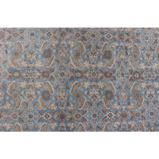 Textile Antique Persian Sultanabad in Floral All-Over Design in Light Blue With Tan 5'0 X 8'2 For Sale - Image 7 of 13