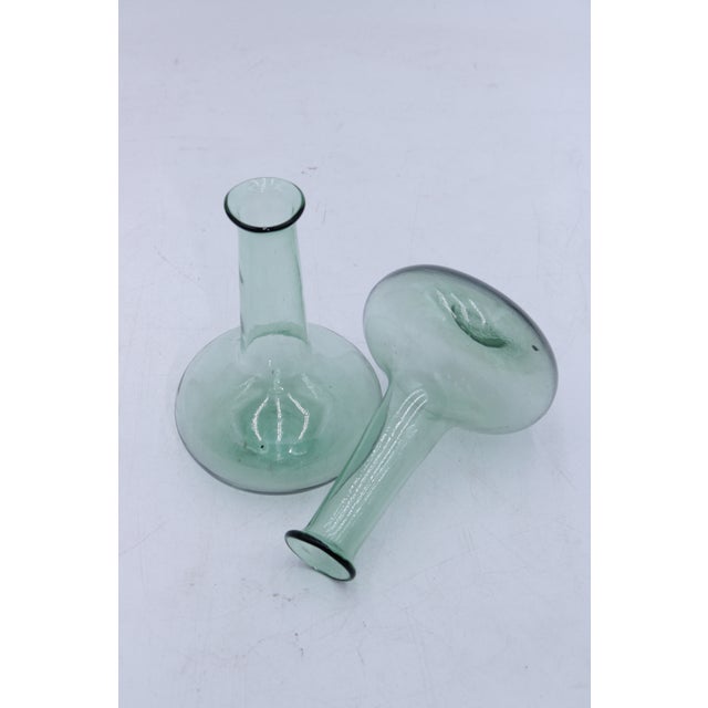Antique Pair of Hand Blown Glass Bottle Vases For Sale - Image 12 of 13