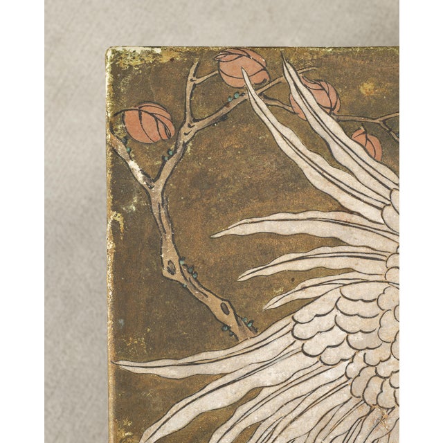 Chinese Qing Style Painted Exotic Birds Leather Trunk Table For Sale - Image 9 of 17