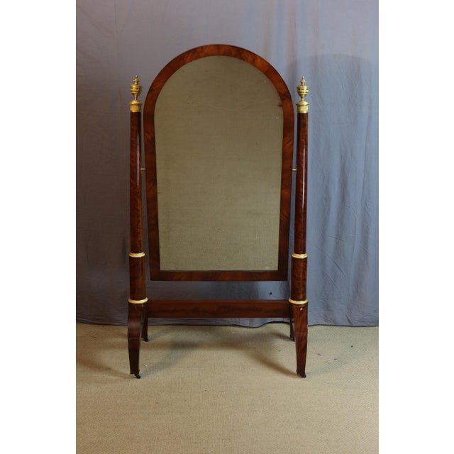 Empire Mahogany Cheval Mirror For Sale - Image 9 of 11