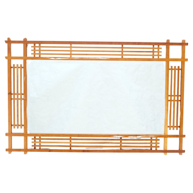 Studio Made Arts & Crafts Solid Cherry Frame Wall Mirror Mid Century