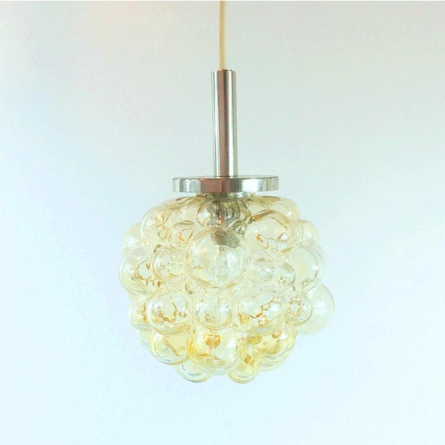 Gold Mid-Century Modern Amber Bubble Glass Hanging Light by Helena Tynell for Limburg, Germany, 1960s For Sale - Image 8 of 8