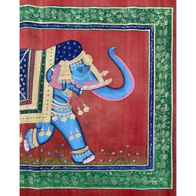 Paint Vintage Indian Elephant Gouache Painting For Sale - Image 7 of 7