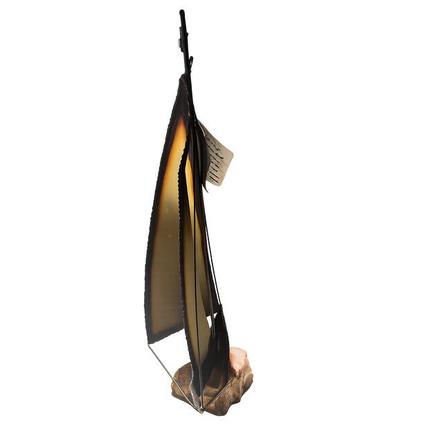 Mid-Century Modern 1960s Brass Sailboat Sculpture on Quartz by Jere Demott Mid Century Signed Nautical For Sale - Image 3 of 7