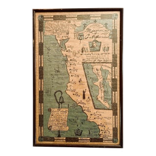 1954 California Missions Map, Framed For Sale