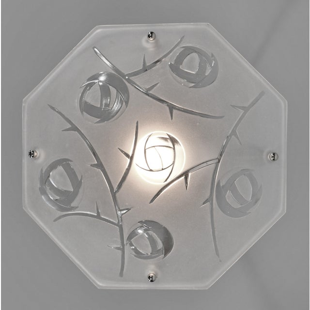 Silver French Art Deco Pendant Light by Degue 1930 France For Sale - Image 8 of 9
