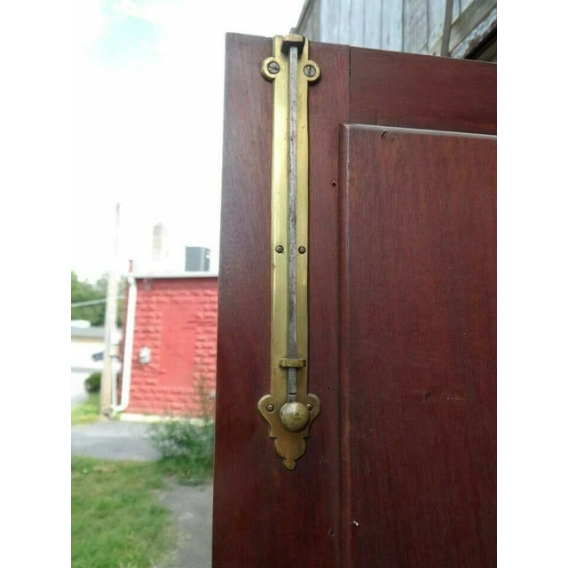 Brown Antique Georgian-Style Secretary Desk With Bookcase Hutch – Mirrored Doors & Drop-Front Writing Surface For Sale - Image 8 of 9