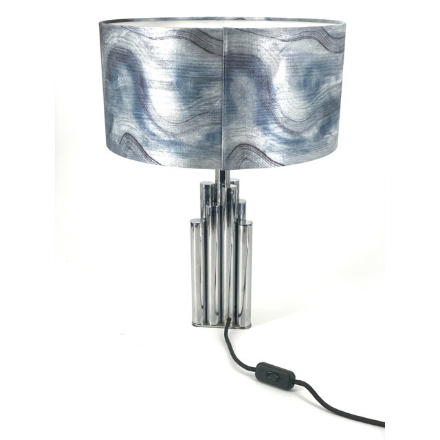 Silver Table Lamp with Lampshade in the style of Reggiani, 1970s For Sale - Image 8 of 10