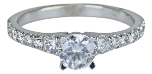 18k White Gold - Natural Diamond Solitaire Ring Engagement/Anniversary/Wedding, Size 6