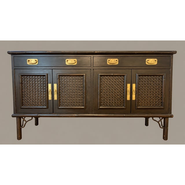Vintage Iconic Ficks Reed by John Wisner Sideboard Credenza Buffet With Fretwork C. 1950’s For Sale - Image 9 of 10
