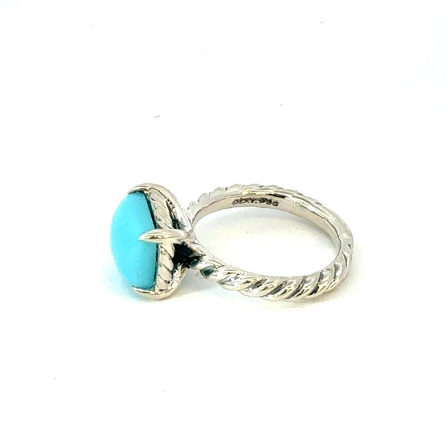 Metal 1990s David Yurman Turquoise Ring Size 7 Sterling Silver Estate, Size 7 For Sale - Image 7 of 7