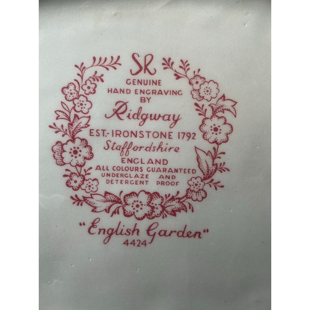 Staffordshire Ridgway "English Garden" Staffordshire Ironstone Oval Serving Platter | Floral Transferware For Sale - Image 4 of 6