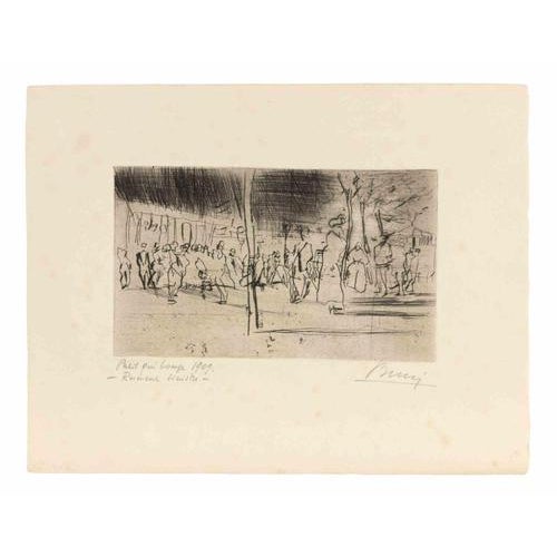 Paris qui bouge - Rumeur sinistre is an artwork realized by the artist Anselmo Bucci in 1909. Drypoint on paper. Titled...