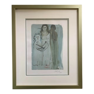 Vintage 1960 Original Watercolor "The Divine Comedy "Purgatory Canto 16 " by Salvador Dali For Sale