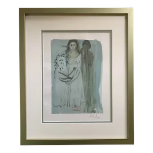 Vintage 1960 Original Watercolor "The Divine Comedy "Purgatory Canto 16 " by Salvador Dali