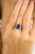5.47 Carat Blue Sapphire 14k White Gold Halo Diamond Wedding Ring Size 5 For Sale In New York - Image 6 of 12