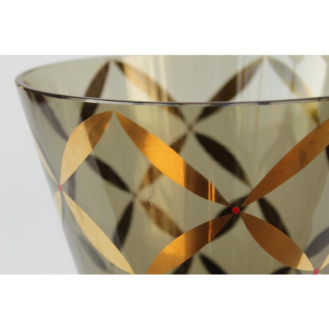 Mid-Century Smoked Glass Vase with Gold Decoration, 1950s For Sale - Image 11 of 13