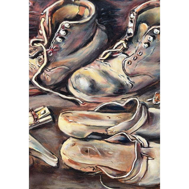 Friedrich Kunitzer, Still Life with Shoes, 1975, Oil on Canvas, Framed For Sale - Image 7 of 15
