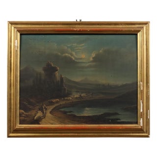 Night Landscape, Oil on Hardboard, Framed For Sale