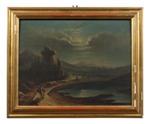 Night Landscape, Oil on Hardboard, Framed