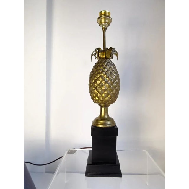 Large Vintage Pinapple Table Lamp in Brass by Maison Charles, 1950s For Sale - Image 6 of 10