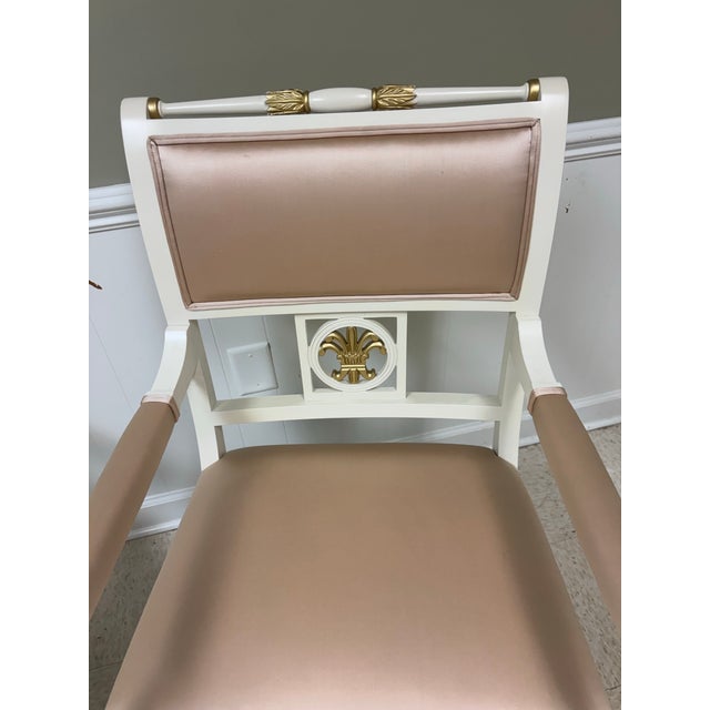 White Pair of Dorothy Draper for Kindel Forum Chairs- Hollywood Regency Armchairs For Sale - Image 8 of 12