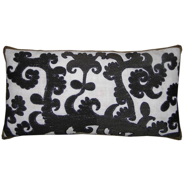 1900 Antique Susani Embroidery Pillow - 21 X 12 For Sale In Los Angeles - Image 6 of 6