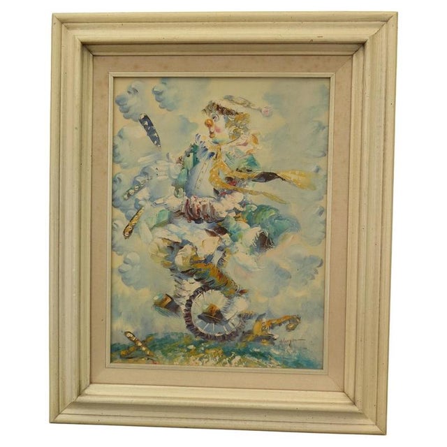 Brenda Polsky Morgan, Clown on a Tricycle, 1970s, Oil Painting on Canvas, Framed For Sale - Image 15 of 15