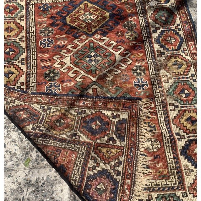 1880s, Handmade Antique Caucasian Kazak Rug 3.4' X 4.4' For Sale - Image 4 of 10
