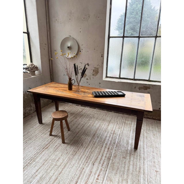 Parquet-Topped Farmhouse Table, 1900s For Sale - Image 14 of 18