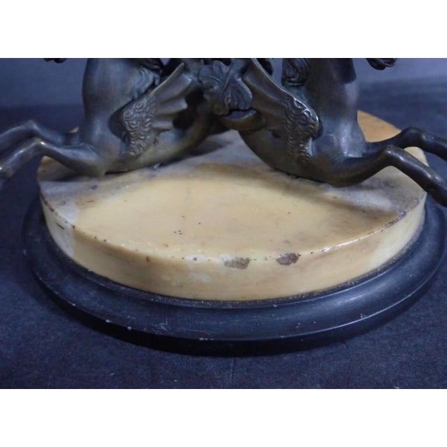 19th Century Italian Grand Tour Sienna Marble & Patinated Bronze Inkwell With Seahorses For Sale - Image 9 of 9