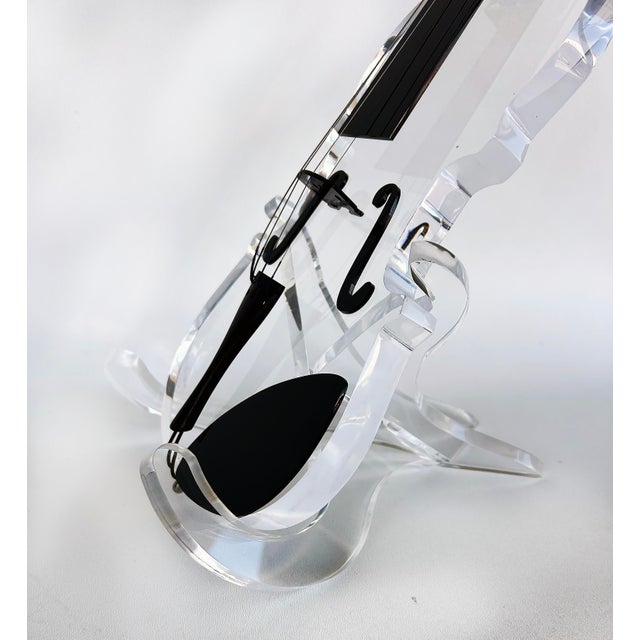 Transparent Custom-Made Lucite Violin Sculpture on Stand Signed and Numbered Limited Edition #1/10 For Sale - Image 8 of 13