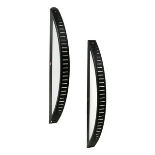 Large Semi-Circular Wall Lights in Black Lacquered Metal and Translucent Acrylic Glass, France, 1980s, Set of 2 For Sale