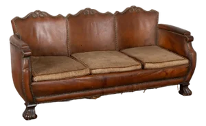 20th Century Vintage Danish Brown Leather Three Seat Sofa