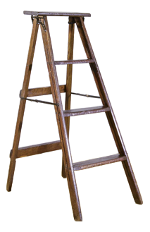 Folding Ladder in Softwood with Iron Finishes, 1900s