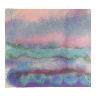 Soft Pink Blue Green Abstract Mixed Media Painting For Sale